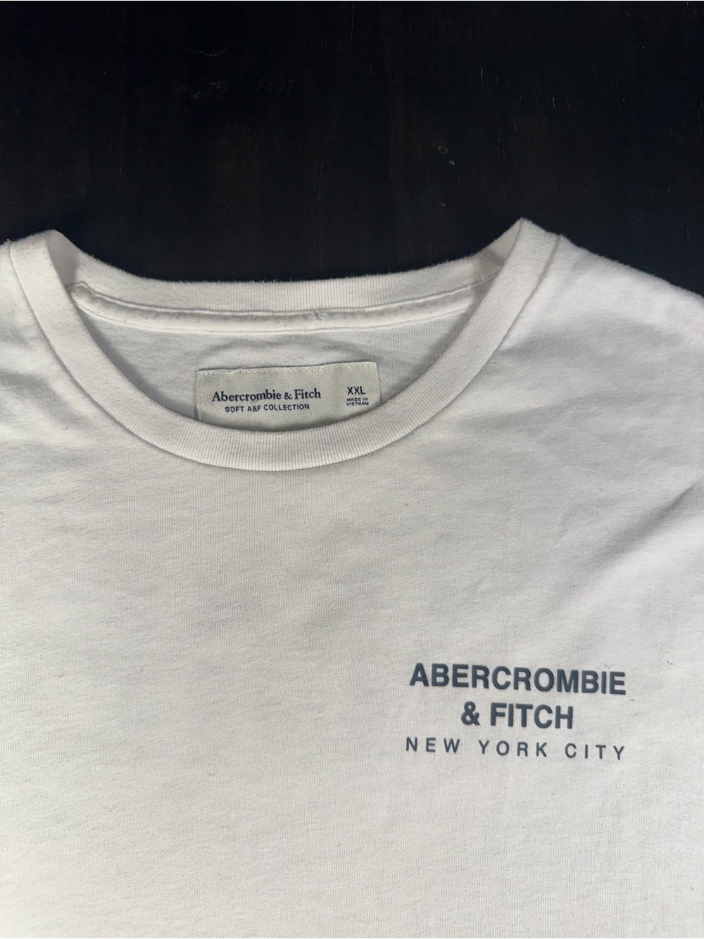 Abercrombie & Fitch NYC White Tee with Navy Logo